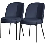 ML-DESIGN Polsterstuhl Esszimmerstühle mit Rückenlehne moderne Design Lounge Küchenstühle (2 St), Esstischstühle 2er Set Dunkelblau Küchenstuhl Polyester bis 120 kg blau
