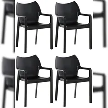 CLP Gartenstuhl Diva 4er Set stapelbar  schwarz