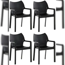 CLP Gartenstuhl Diva 4er Set stapelbar  schwarz
