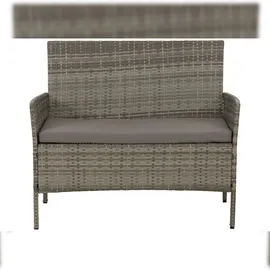 Mendler Poly-Rattan Garten-Garnitur HWC-N98, Sitzgruppe Lounge-Set, Metall Glas Stoff/Textil (180g/m2) ~ grau, Kissen hellgrau