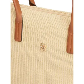 Tommy Hilfiger Popette Tote Raffia Schultertasche Kunstleder Natur/Braun