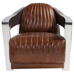 JVmoebel Sessel, Vintage Aviator Pilot Chair Vintage Distressed Rot Real Leather braun