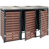 MCW 2er-/4er-Mülltonnenverkleidung K14 Walnuss-Holzoptik 124x146x102cm