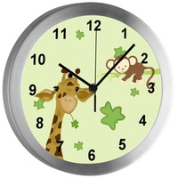 CreaDesign Funkwanduhr Funkuhr, Kinder Wanduhr, Kinderuhr, Kinderzimmer Giraffe-Affe (geräuscharmes Uhrwerk) bunt