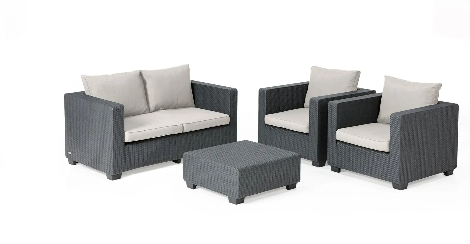 KETER Allibert Salta Balkonset mit Sunbrella Kissen  Rattanoptik  Wetterfest