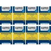 Kappus Kernseife Zitrone – 8er Pack (8 x 150g) | Zitronenduft | Pflanzliche Seife für Hände & Körper | Ohne Mikroplastik | Made in Germany