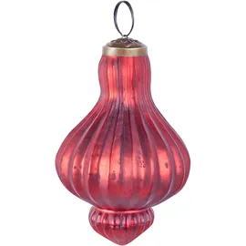 Beliani Weihnachtskugel 8er Set Glas rot