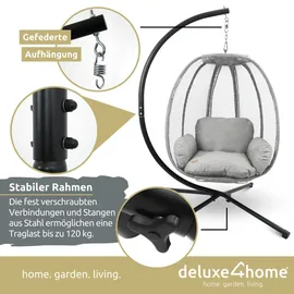 deluxe4home Hängesessel Hellgrau