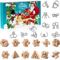 Adventskalender 2024 für Kinder und Erwachsene mit Knobelspielen, Metall Knobelei, 3D Holz - Geschenke für Jungen Mädchen Teenager