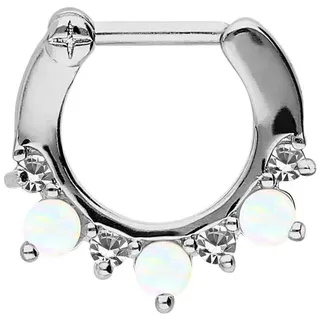 PIERCINGLINE Chirurgenstahl Clicker 4 KRISTALLE + 3 SYNTHETISCHE OPALE