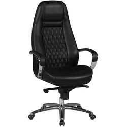 FineBuy Bürostuhl Echtleder Schwarz Schreibtischstuhl ergonomisch Chefsessel Drehstuhl