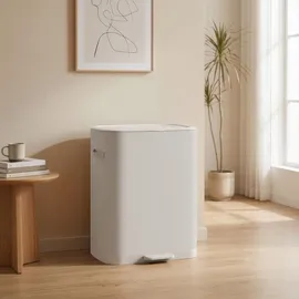 Songmics Wäschekorb mit Deckel 2 Fächer, Wäschesortierer mit Pedal, 160 L,