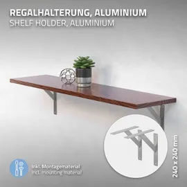 ML-Design 2 Stück Regalhalterung 240x240 mm Silber Aluminium,