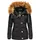 Damen warme Winter Steppjacke mit abnehmbarem Kunstfell schwarz Gr XL XL