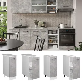 Vicco Apothekerschrank R-Line Medizinschrank für die Küche Beton/Weiß 30 cm AP Marmor