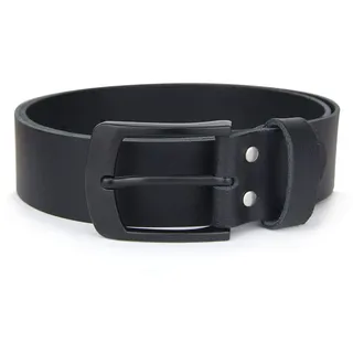 Frentree Ledergürtel MADE IN GERMANY, 100% echtes Leder, 4 cm breit, Schwarze Schnalle, Gürtel für Herren, Schwarz - Bundweite 125cm = Gesamtlänge 140cm