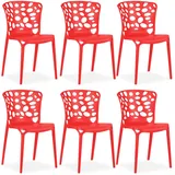Homestyle4u Gartenstuhl 6er Set in Rot 2461