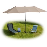 Relaxdays Doppelsonnenschirm 460 x 270 cm beige