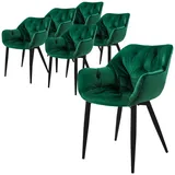 ML-Design 6er Set Stühle Esszimmerstühle Küchenstuhl Wohnzimmerstühle Polsterstuhl Samt Dunkelgrün