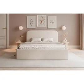 Selsey Polsterbett 140x200 mit Bettkasten, Bouclé, cremefarben -