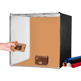 Vevor Lichtbox für Fotostudios, 81,3 x 81,3 cm, 5600 K, professionelles Foto-shooting-zelt-set mit 210 Led-leuchten, 5 Hintergründen, Netzteil, weichem Lichttuch, Eckstücken, hoher Cri ≥ 95 für -