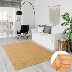 Teppich ANDAS "Bjarka", beige (natur), B:200cm H:10mm L:290cm, Jute, Teppiche, meliert, 100% Jute, handgewebt, auch als Läufer & in rund erhältlich