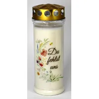 Kerzen Junglas - Grabkerze mit 7 Tagen Brenndauer, (3911), schöne Grablichter mit Motiv, Grabkerzen mit Deckel, Grabschmuck wetterfest, Trauerkerzen mit Spruch, Friedhofskerzen