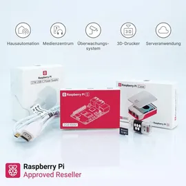 BerryBase Raspberry Pi 5 Starterkit, 64GB microSDHC inkl. Pi OS, Gehäuse, Netzteil, HDMI-Kabel und Zubehör - RAM: 2GB - Farbe: weiß