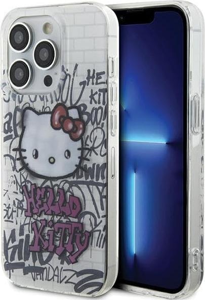Hello Kitty HKHCP14XHDGPHT iPhone 14 Pro Max 6.7" biały/white hardcase IML Kitty On Bricks Graffiti (iPhone 14 Pro Max), Smartphone Hülle