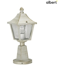 Albert Sockelleuchte Landhausstil eckig Typ Nr. 0540, Höhe 45cm, IP44, E27, Alu-Guss / Hohlglas klar, Weiß-Gold ALB-670540