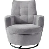 Alina Drehsessel "Yuri", grau (mittelgrau xbo 19), B:80cm H:93cm T:92cm, Struktur fein XBO 100% Polyester), Sessel, Drehsessel, mit Dreh und Wippfunktion, passend zu Hocker Yuri