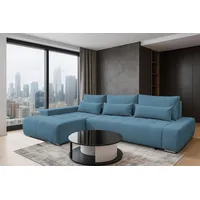storez24 Ecksofa Kelly, mit Bettkasten und Schlaffunktion, L-Form, bequem blau