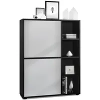 Vladon Highboard, Greige, 79x105.5x35.5 cm, Wohnzimmer, Kommoden & Sideboards,