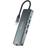 AISENS USB-C Konverter Dock 5 in 1 HDMI/RJ45/2xUSB/PD 100W 15cm Grau