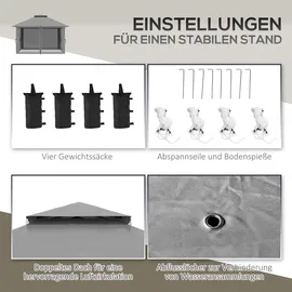 Outsunny Faltpavillon 4 x 4 m inkl. 4 Seitenteile Dunkelgrau