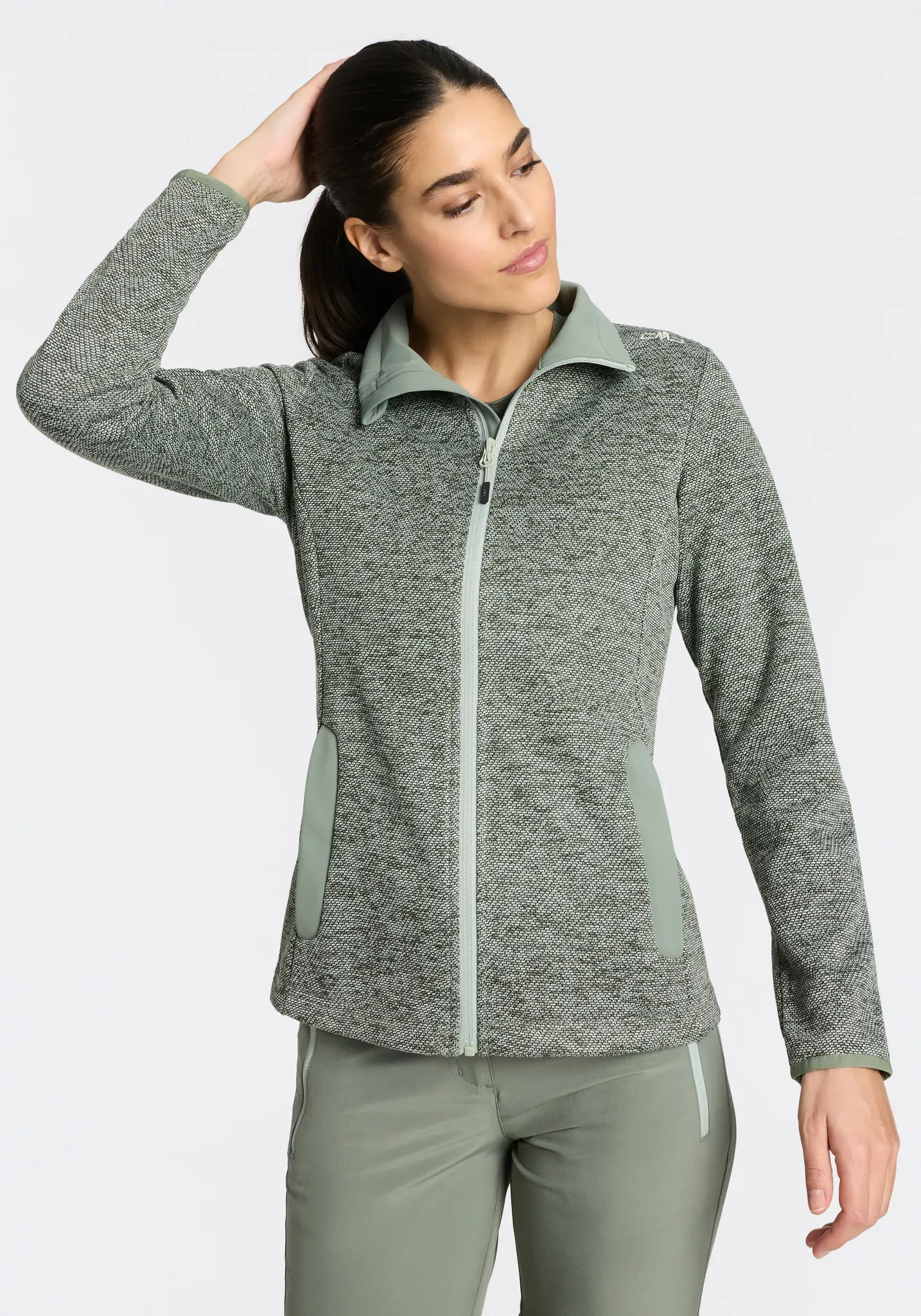 Strickfleecejacke CMP, Damen, Gr. 38, avocado, Obermaterial: 100% Polyester. Futter: 85% Polyester, 15% Elasthan, Jacken, sportlicher Stil, Übergangsjacke für Erwachsene