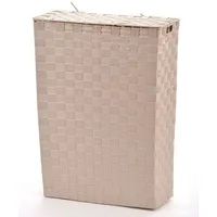 Lycce Wäschekorb NISCHENWÄSCHEKORB Stoff geflochten Wäschesammler beige Wäschesortierer 48 l | 43 cm x 58 cm x 21 cm