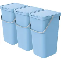 Vidaathome.de Q-SYSTEMA Abfalleimer-Set 3 x 25 Liter – Hellblau
