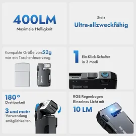 WUBEN G5 LED Taschenlampe 400 Lumen aufladbar wasserdicht schwarz