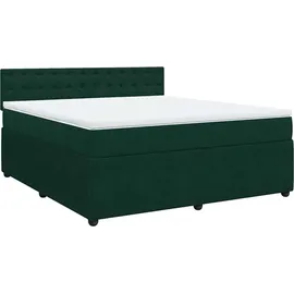 vidaXL Boxspringbett mit Matratze Dunkelgrün 180x200 cm Samt