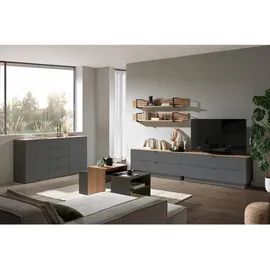 Hom ́in DIANA TV-Lowboard 140x62 cm Grau Holz/Metall
