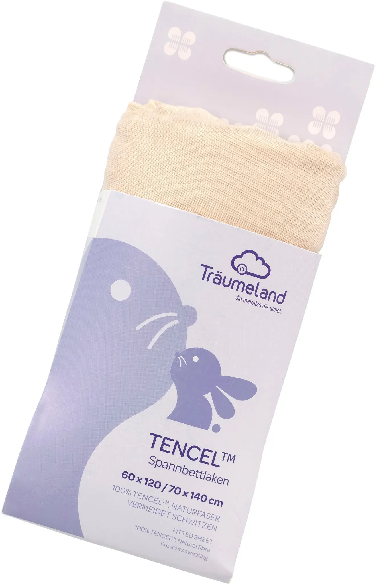 Bettlaken TRÄUMELAND "hochwertiges Spannbetttuch aus Tencel", beige, B:70cm L:140cm, Tencel, Obermaterial: 100% Lyocell (TENCEL), Laken, Tencel sorgt für ein besonders trockenes, gesundes Schlafklima