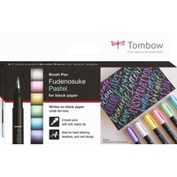 Tombow Fudenosuke Pastel Brush-Pens farbsortiert, 6 St.
