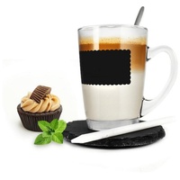 Sendez Latte-Macchiato-Glas Kaffeeglas 4tlg mit Löffel und Teller Teeglas Tasse Becher Latte Macchiato Glas, Glas