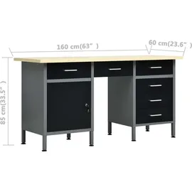 vidaXL Werkbank mit 4 Werkzeugwänden und 2 Wandschränken