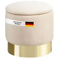 Albatros Hocker mit Stauraum Nizza Sitzhocker mit Stauraum, Modernes Design, Edler Samt-Bezug Sitztruhe Sitzbank mit Stauraum optimal als Fußhocker Hocker Schminktisch, Beige