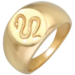 Elli PREMIUM Siegelring Schlange Kraft Symbol 925 Silber 52 Damen 