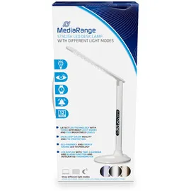 MediaRange Elegante LED Schreibtischlampe mit verschiedenen Lichtfarben, Weiß