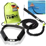 BodyCROSS Premium Schwimmtrainer für jeden Pool geeignet, optimales Schwimmen ohne Gegenstromanlage, gepolsterter Schwimmgürtel mit Tube 1-20kg Zugkraft, geprüft und Zertifiziert, Made in Germany