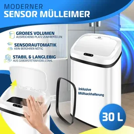 Kesser KESSER® Sensor Mülleimer Küche Automatik mit Bewegungssensor Abfalleimer | Soft-Close-Deckel Müllbehälter mit Touch-Bedienfeld & Sensor LCD-Display Edelstahl inkl. Müllsackhalter